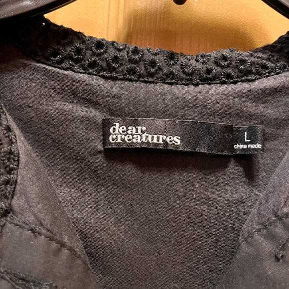 Anthropologie Dear Creatures Mini Dress Trinette Raven Eyelet Lace Poplin Size L - Picture 2 of 4